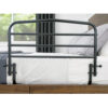 Stander 30” Safety Bed Rail attached to a bed, showing extended length and folding feature for added safety and convenience.