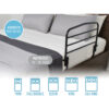 Stander 30” Safety Bed Rail attached to a bed, showing extended length and folding feature for added safety and convenience.