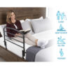 Stander 30” Safety Bed Rail attached to a bed, showing extended length and folding feature for added safety and convenience.