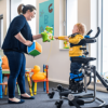 Leckey Squiggles Stander with customizable postural supports and adjustable frame for children aged 1–5 years.