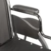Tracer SX5 3 Invacare Tracer SX5 wheelchair with carbon steel frame, padded flip-back armrests, and dual-axle for adjustable hemi-height.
