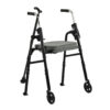 Triumph Essentials-Walker-2-1 Essentials Walker with padded seat, backrest, 5” wheels, cup holder, and cane holder, designed for portability and convenience.