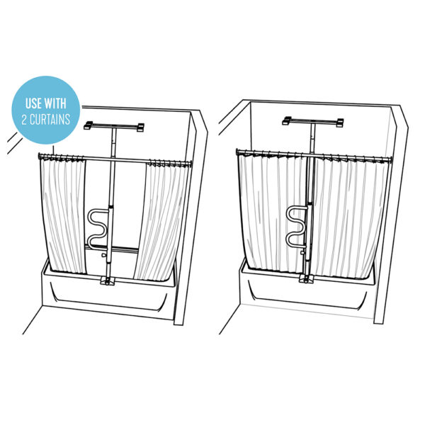 Stander Wonder Bathtub Pole securely installed beside a bathtub, providing adjustable support for safe entry and exit.