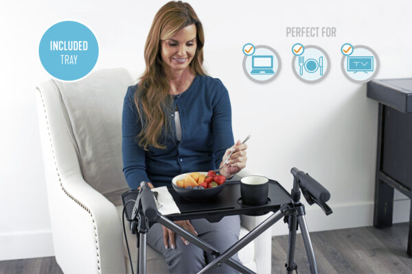 Wonder Indoor Rollator with a removable tray, soft-grip handles, and slim design for safe, stable mobility within the home.