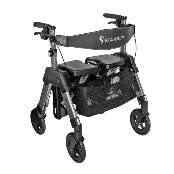 Wonder Rollator HD, featuring a high-capacity frame with large wheels, ergonomic handles, and padded seat for heavy-duty mobility support.