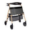 Wonder Rollator Plus with padded seat, large wheels, and storage basket for reliable mobility and stability.
