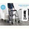 Wonder Rollator Plus with padded seat, large wheels, and storage basket for reliable mobility and stability.