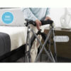 Wonder Rollator Plus with padded seat, large wheels, and storage basket for reliable mobility and stability.