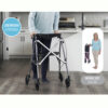 Wonder Rollator Plus with padded seat, large wheels, and storage basket for reliable mobility and stability.