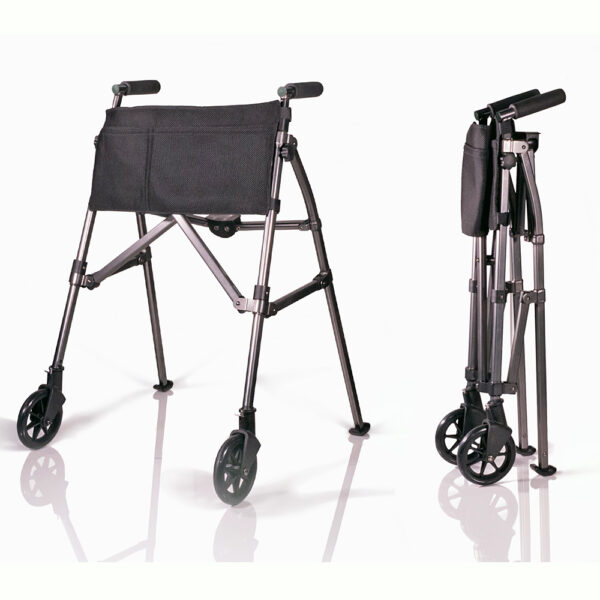 Wonder Walker Plus, a lightweight, foldable walker with ergonomic hand grips, designed for indoor and outdoor use.