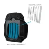 ACTA-BACK Back Support with moldable aluminum stays, three-layer foam, and durable aluminum shell for trunk stability and comfort.