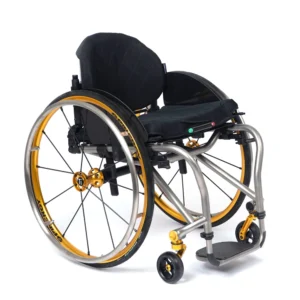 TiLite TRA wheelchair with titanium frame, custom-fit options, and adjustable features for active users.
