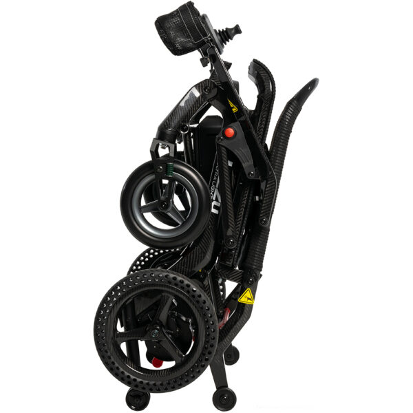 Jazzy Ultra Light Power Chair with an all-carbon fiber frame, ultra-lightweight design, and quick-folding capability for travel-friendly mobility.