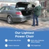 Journey Air Elite Lightweight Folding Power Chair with a carbon fiber frame, brushless motors, foldable design, and joystick control for easy mobility.
