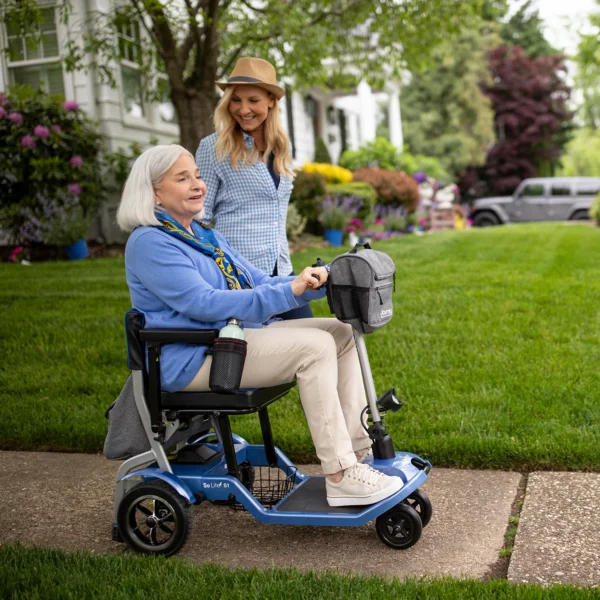 Journey So Lite® Folding Power Scooter with lightweight design, ESC anti-tip control, and travel-ready features, including FAA compliance and easy portability.