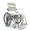 OCEAN ERGO SP 3 Aquatec Ocean Ergo Self-Propel Shower Commode Chair with ergonomic seat, 24-inch wheels, height-adjustable armrests, and included collection pan.