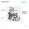 OCEAN ERGO SP 4 Aquatec Ocean Ergo Self-Propel Shower Commode Chair with ergonomic seat, 24-inch wheels, height-adjustable armrests, and included collection pan.