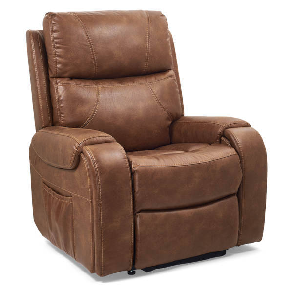 Titan PR-449 Lift Chair with Twilight technology in a lay-flat position, featuring a stylish, padded seat, adjustable headrest, and durable upholstery.