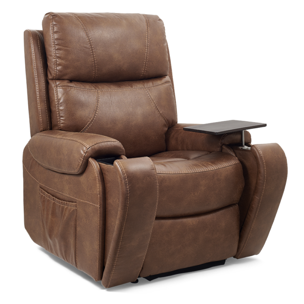 Titan PR-449 Lift Chair with Twilight technology in a lay-flat position, featuring a stylish, padded seat, adjustable headrest, and durable upholstery.