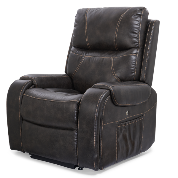 Titan PR-449 Lift Chair with Twilight technology in a lay-flat position, featuring a stylish, padded seat, adjustable headrest, and durable upholstery.