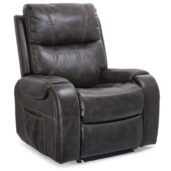 Titan PR-449 Lift Chair with Twilight technology in a lay-flat position, featuring a stylish, padded seat, adjustable headrest, and durable upholstery.