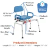 Journey SoftSecure Rotating Transfer Bench with padded 360° swivel seat, rustproof aluminum frame, non-slip legs, and flip-back armrests. Perfect for safe bathtub transfers.
