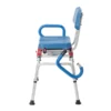 Journey SoftSecure Rotating Transfer Bench with padded 360° swivel seat, rustproof aluminum frame, non-slip legs, and flip-back armrests. Perfect for safe bathtub transfers.