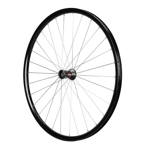 Spinergy Wire Wheel wheelchair wheels with aluminum rims, 14-gauge direct-pull spokes, and sleek aluminum hubs.