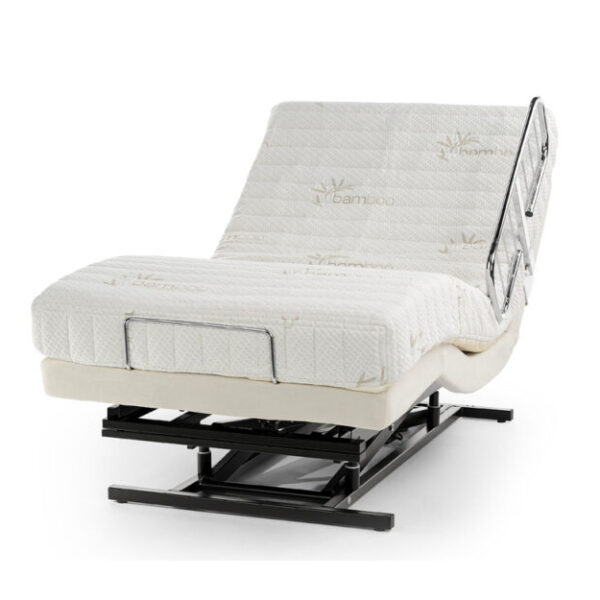 Supernal 3 Hi-Low Bed with hidden electric components, reclining mechanism, and backlit wireless control, available in Twin, Full, and Queen sizes.