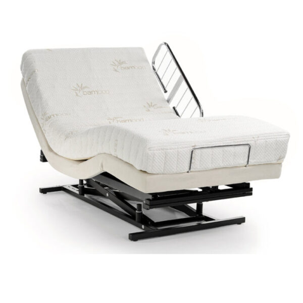 Supernal 3 Hi-Low Bed with hidden electric components, reclining mechanism, and backlit wireless control, available in Twin, Full, and Queen sizes.