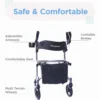 UPWalker EZ Lite – 3 UPWalker EZ Lite lightweight rollator with height-adjustable armrests, backrest, personal item bag, and beverage holder for improved posture and mobility.