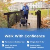 UPWalker EZ Lite – 6 UPWalker EZ Lite lightweight rollator with height-adjustable armrests, backrest, personal item bag, and beverage holder for improved posture and mobility.