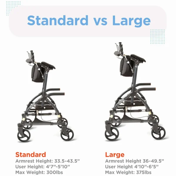UPWalker Original upright walker with cushioned armrests, backrest, and personal bag for improved posture, mobility, and independence.