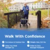 UPWalker Original – 7 UPWalker Original upright walker with cushioned armrests, backrest, and personal bag for improved posture, mobility, and independence.