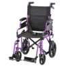 Nova 19" Lightweight Transport Chair with rugged 12” rear wheels, flip-up desk arms, and foldable design, available in blue, red, purple, and black.