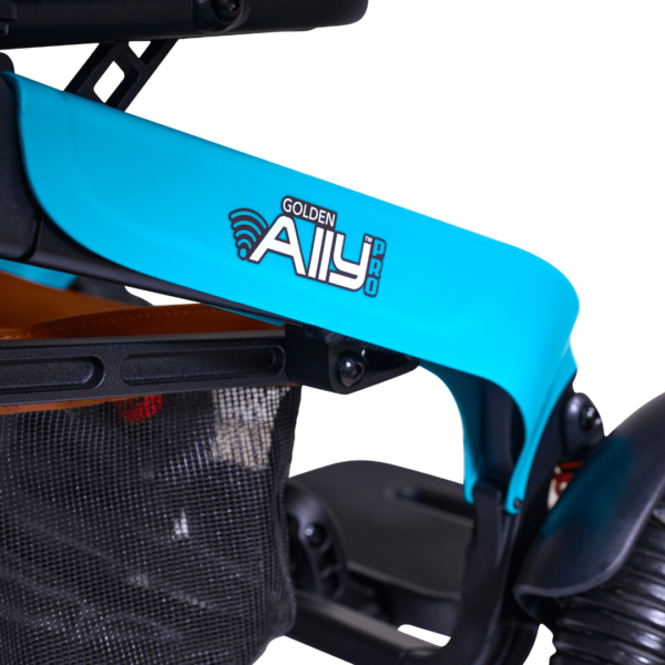 Golden Ally Pro smart power wheelchair, featuring foldable design, memory foam seat, omni-directional wheels, and advanced mobility features.