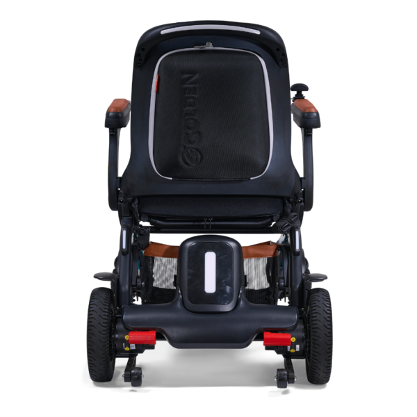 Golden Ally Pro smart power wheelchair, featuring foldable design, memory foam seat, omni-directional wheels, and advanced mobility features.