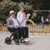Electric-wheelchair Rollz Motion Electric, a sleek 3-in-1 rollator, transport chair, and electric wheelchair, lightweight and foldable for ease of use and independence.