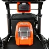 Explorer Mobility Scooter in black and orange, sturdy frame, pneumatic tires, ergonomic handlebars, and control panel for easy operation.