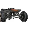 Explorer Mobility Scooter in black and orange, sturdy frame, pneumatic tires, ergonomic handlebars, and control panel for easy operation.