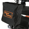 Explorer Mobility Scooter in black and orange, sturdy frame, pneumatic tires, ergonomic handlebars, and control panel for easy operation.