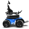 Extreme X8 Power Wheelchair navigating rugged outdoor terrain with knobby tires and a sturdy design, built for sand, snow, and off-road adventures.