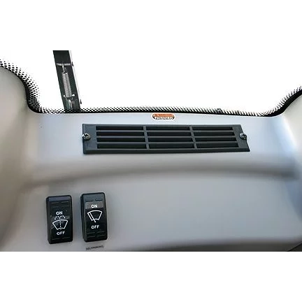 Shoprider Flagship mobility scooter with enclosed canopy, key-locking doors, full suspension, and wiper system for all-weather luxury transportation.