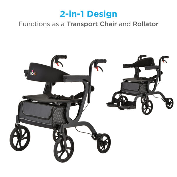 Nova Gemini 2-in-1 Rollator & Transport Chair – Lightweight Design