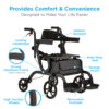 Nova Gemini 2-in-1 rollator and transport chair in hybrid mode, featuring large wheels, padded seat, backrest, and compact folding design for portability.