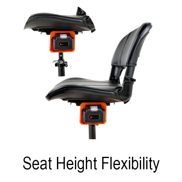 Passport Pro Mobility Scooter in Black & Orange, sturdy frame, solid tires, foldable design, and compact storage.