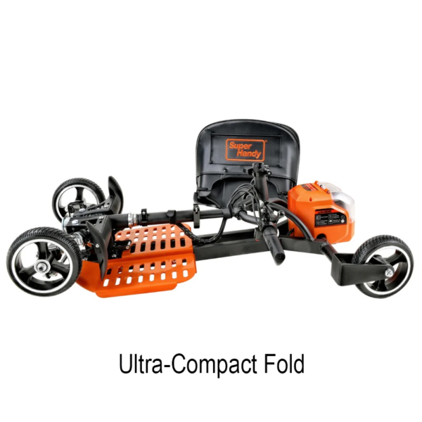 Passport Pro Mobility Scooter in Black & Orange, sturdy frame, solid tires, foldable design, and compact storage.