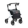 Rollz Flex 2 – 1 The Rollz Flex 2, a lightweight and stylish rollator walker with a seat, featuring soft tires, a large shopping bag, and a modern design for everyday use.