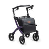 Rollz Flex _ Purple The Rollz Flex 2, a lightweight and stylish rollator walker with a seat, featuring soft tires, a large shopping bag, and a modern design for everyday use.