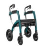 Rollz Motion Performance, an all-terrain rollator and wheelchair combo with air-filled tires, wedge-shaped seat, and reflective accents for outdoor adventures.